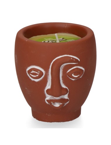 Vela citronela de terracota "caras" colores surtidos