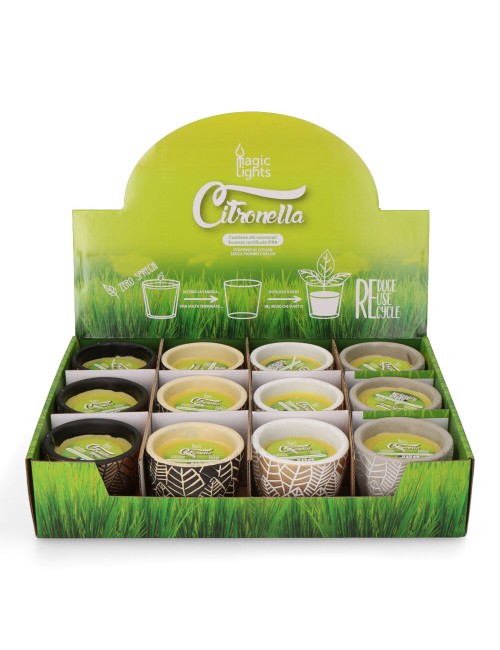 Vela citronela de terracota "hojas" colores surtidos