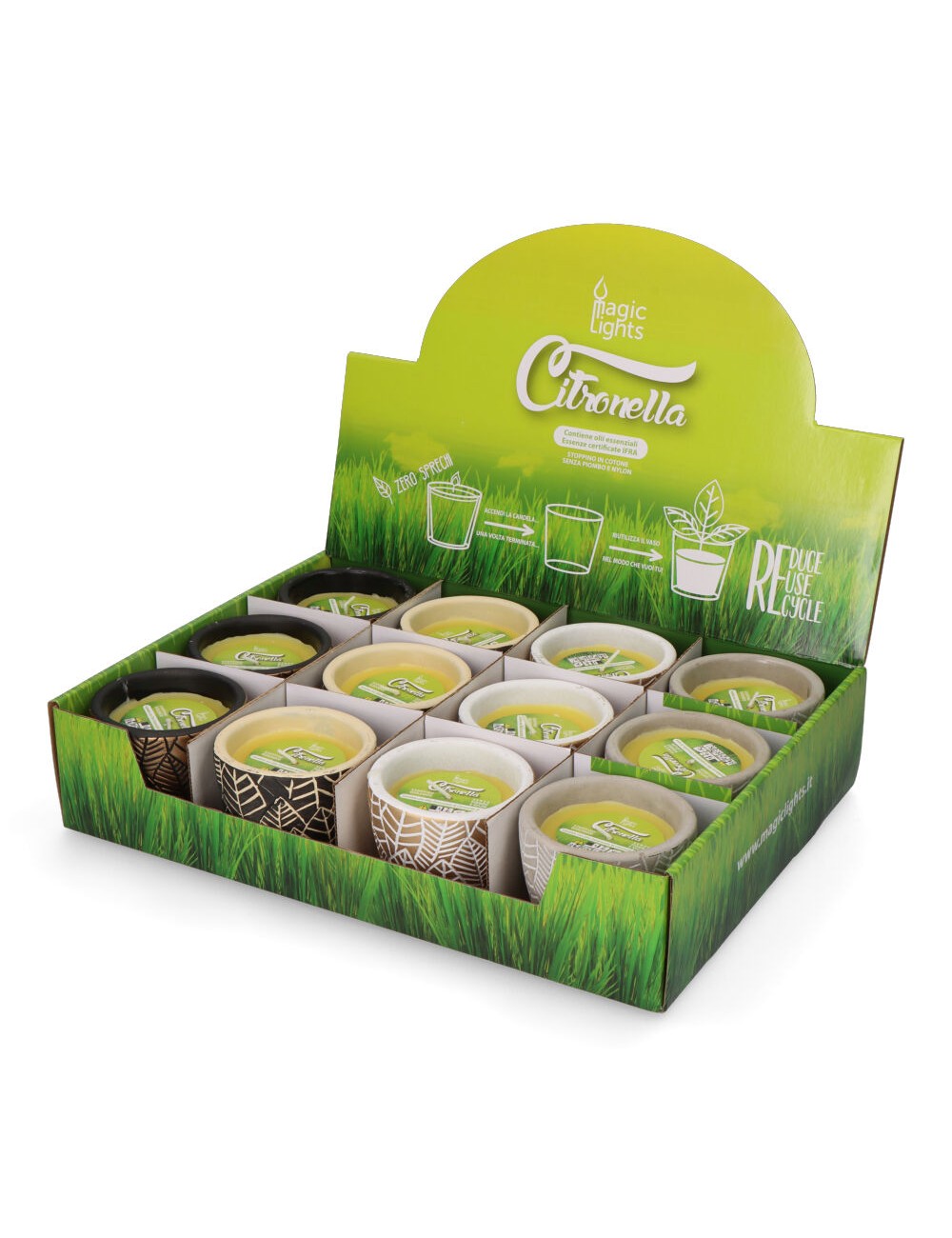 Vela citronela de terracota "hojas" colores surtidos