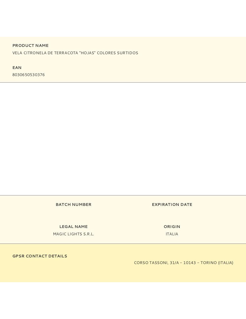 Vela citronela de terracota "hojas" colores surtidos