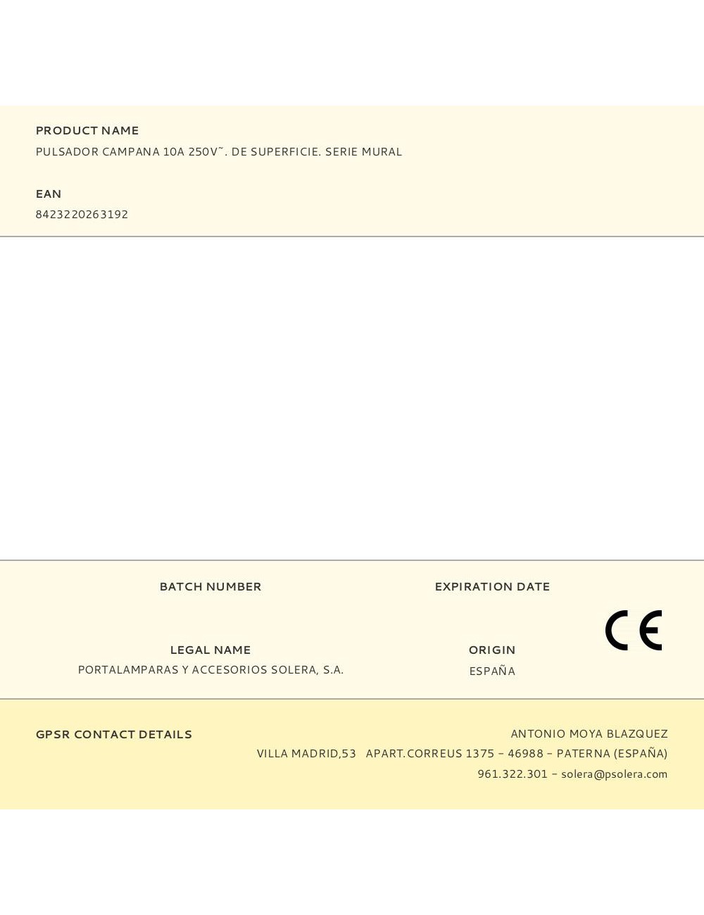 Pulsador campana 10a 250v~. de superficie. serie mural