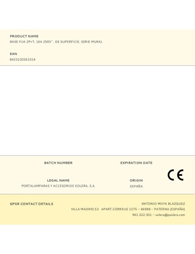 Base fija 2p+t, 16a 250v~. de superficie. serie mural