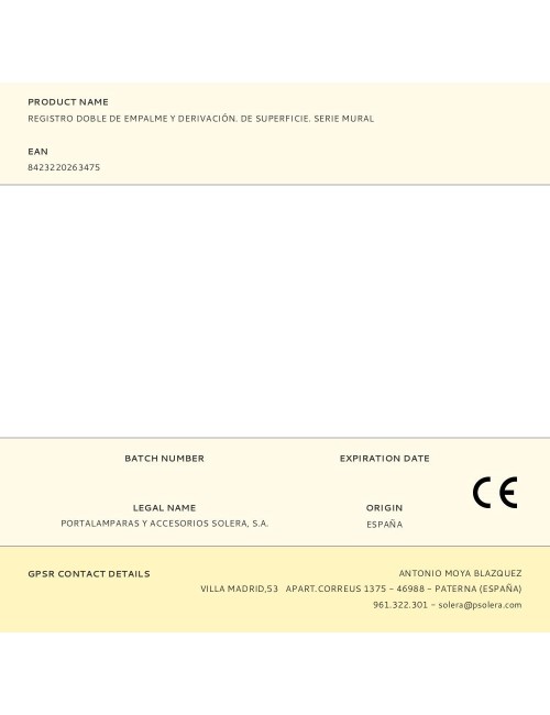 Registro doble de empalme y derivación. de superficie. serie mural