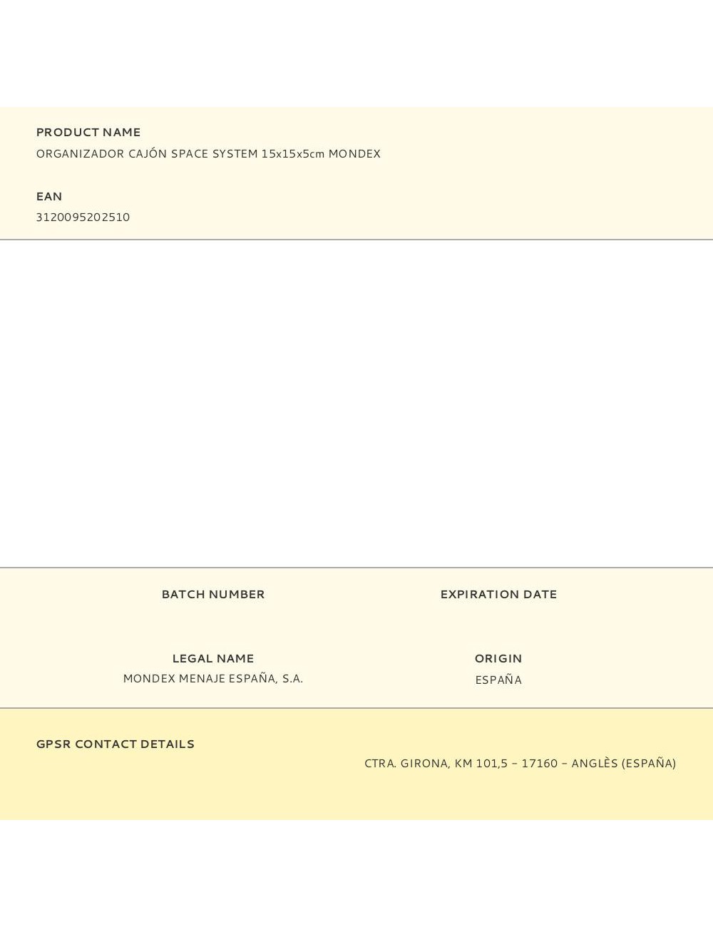 Organizador cajón space system 15 x 15 x 5 cm