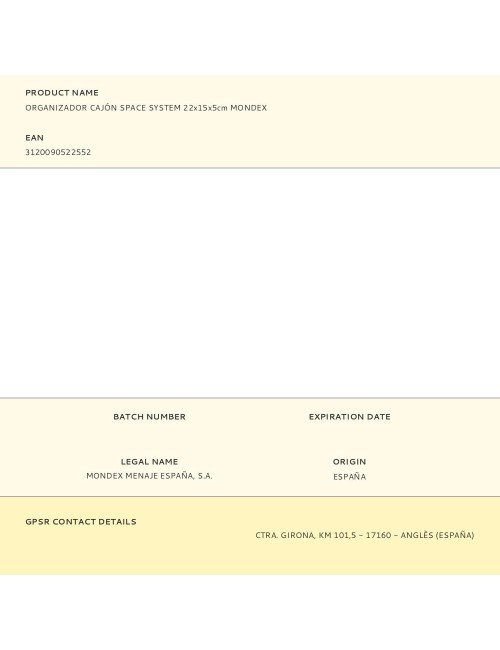 Organizador cajón space system 22 x 15 x 5 cm