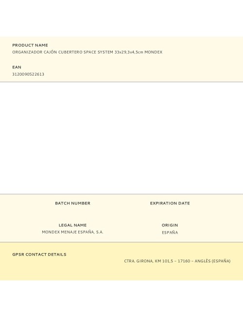 Organizador cajón cubertero space system 33 x 29,3 x 4,5 cm