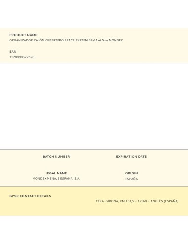 Organizador cajón cubertero space system 39 x 31 x 4,5 cm