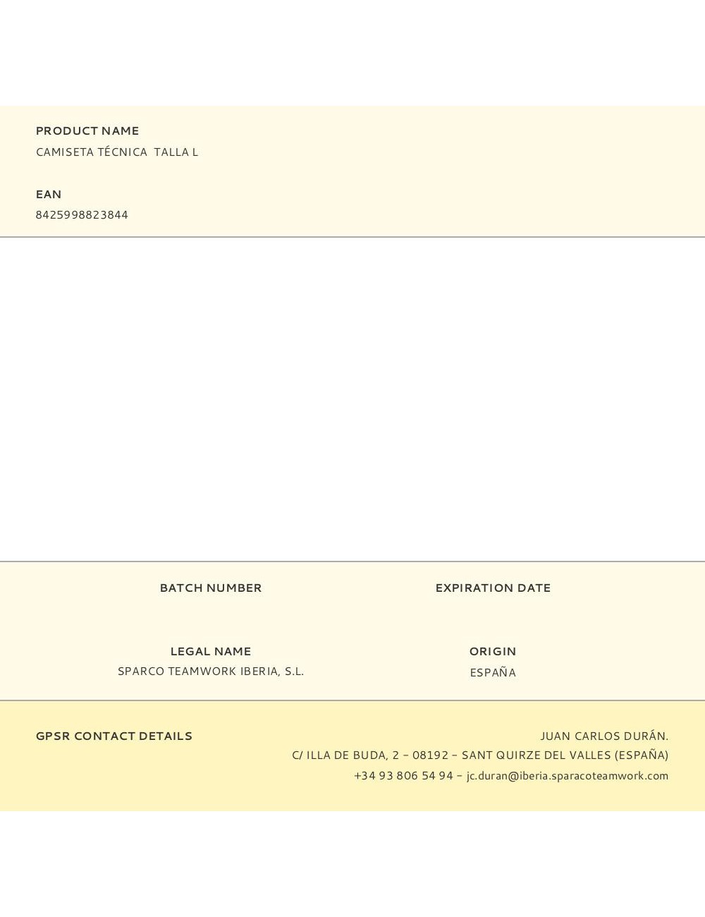 Camiseta técnica talla l