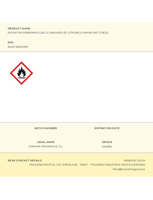 Expositor sobremesa con 12 unidades de citronela saphir (ref. 97813)