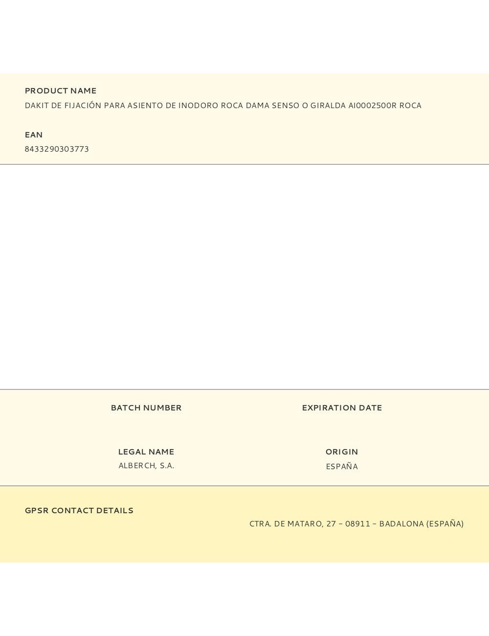 Dakit de fijación para asiento de inodoro roca dama senso o giralda ai0002500r roca