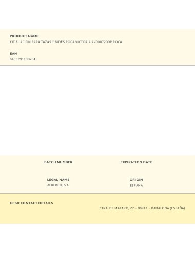 Kit fijación para tazas y bidés roca victoria av0007200r roca