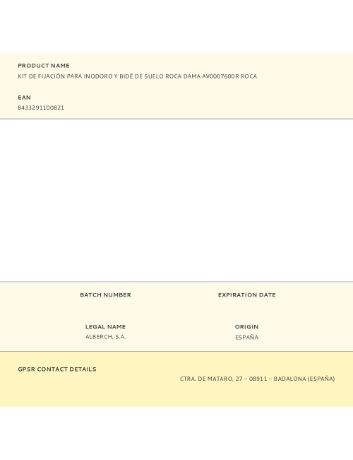 Kit de fijación para inodoro y bidé de suelo roca dama av0007600r roca