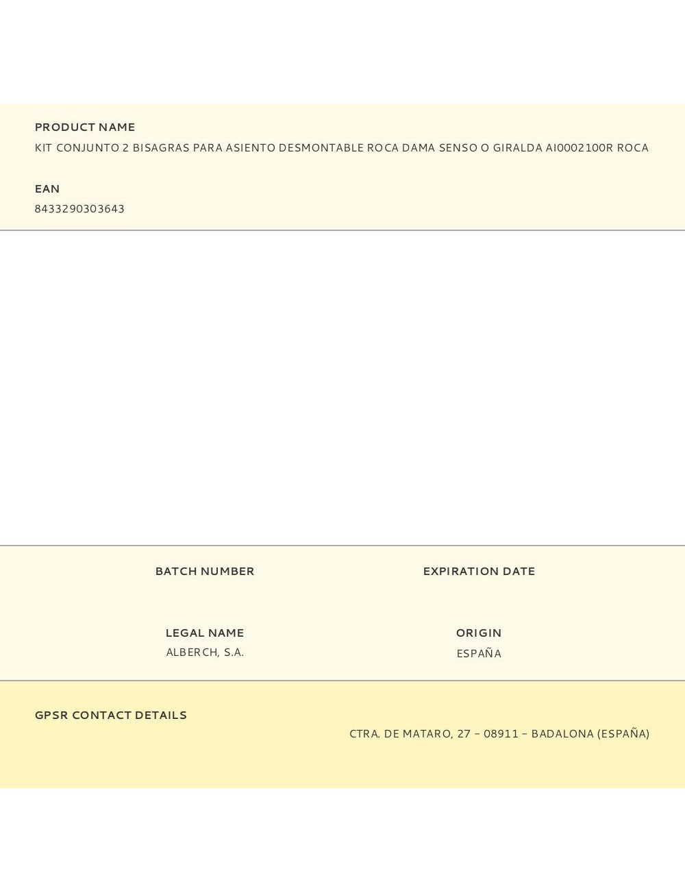 Kit conjunto 2 bisagras para asiento desmontable roca dama senso o giralda ai0002100r roca