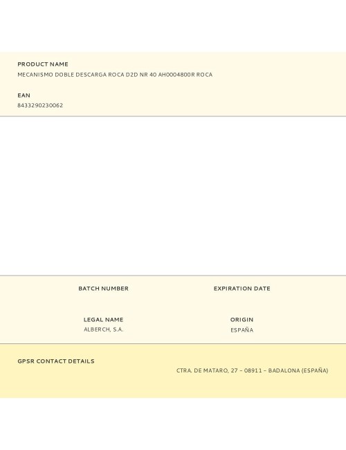 Mecanismo doble descarga roca d2d nr 40 ah0004800r roca