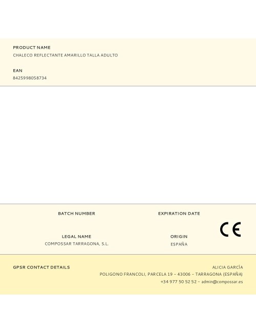 Chaleco reflectante amarillo talla adulto