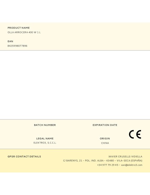 Olla arrocera 400 w 1 l