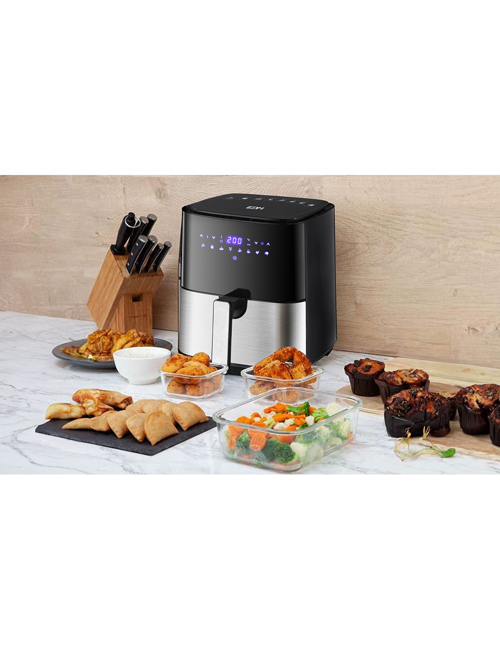 Freidora de aire con pantalla led 5 l *** promoción regalo 1 ud ref. 07788 - papel freidora de aire ø17 cm 100 uds ***