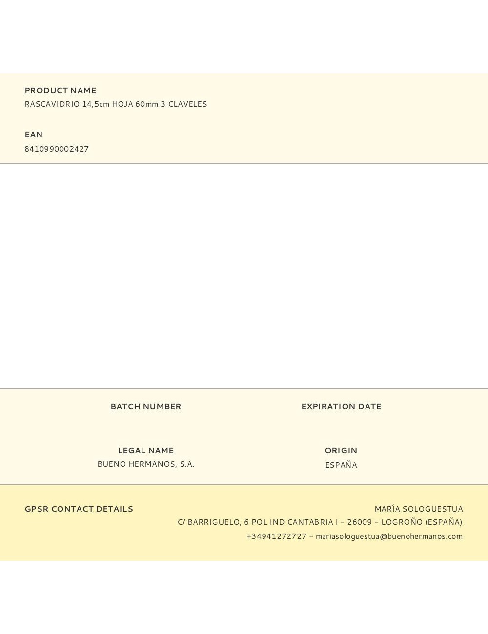 Rascador de vidrios 14,5 cm hoja 60 mm