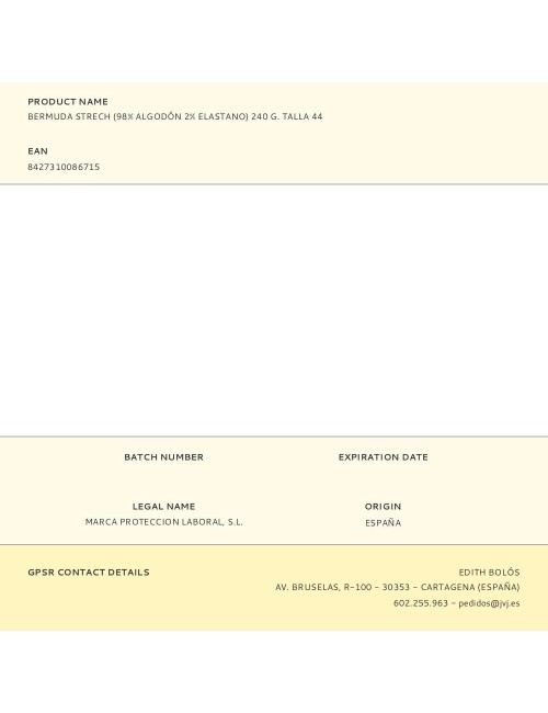 Bermuda strech (98% algodón 2% elastano) 240 g. talla 44
