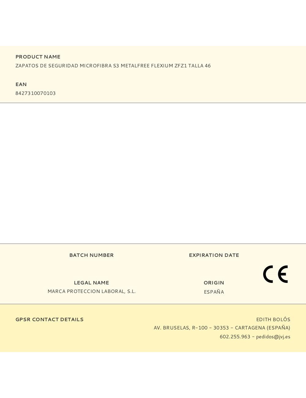 Zapatos de seguridad microfibra s3 metalfree flexium zfz1 talla 46