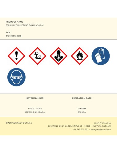 Espuma poliuretano canula 300 ml