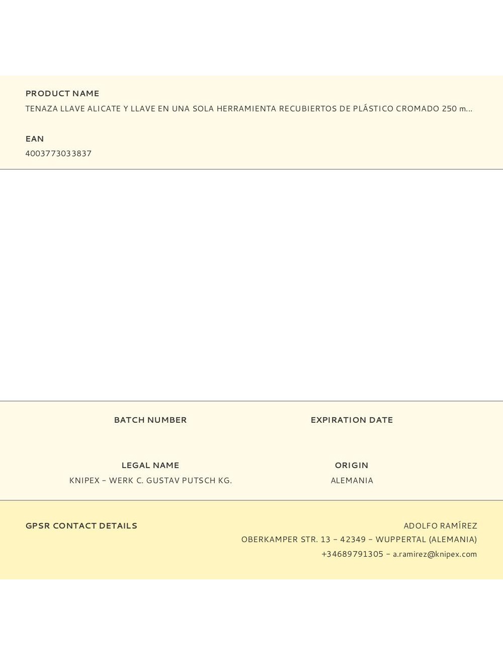 Tenaza llave alicate y llave en una sola herramienta recubiertos de plástico cromado 250 mm