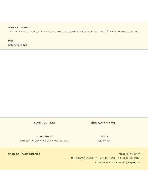 Tenaza llave alicate y llave en una sola herramienta recubiertos de plástico cromado 300 mm