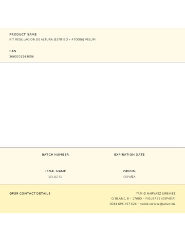 Kit regulacion de altura (estribo + a70006) velum