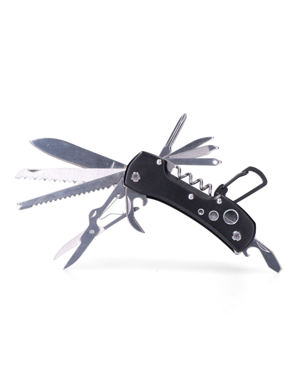 Multiherramienta con mosquetón modelo negro, serie kilimanjaro