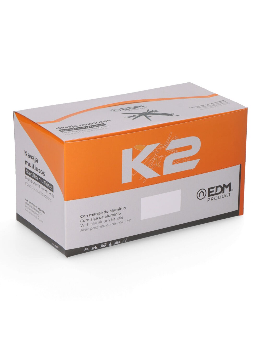 Multiherramienta con mosquetón modelo plateado, serie k2