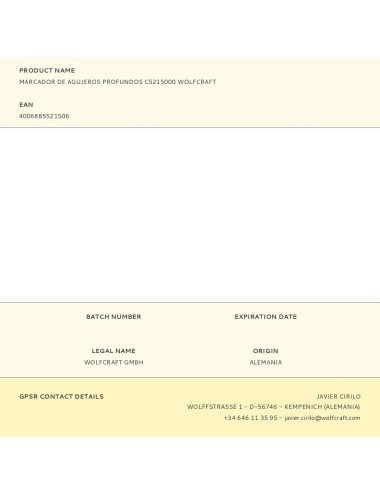 Marcador de agujeros profundos c5215000 wolfcraft