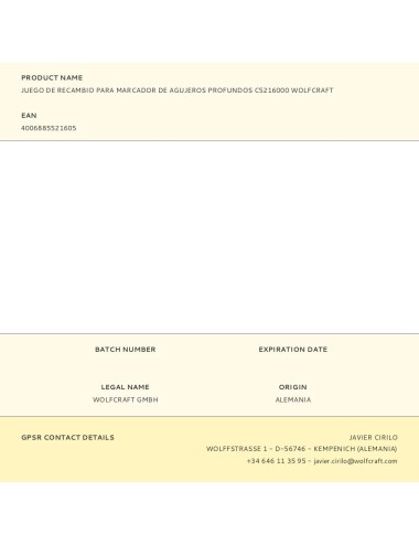 Juego de recambio para marcador de agujeros profundos c5216000 wolfcraft