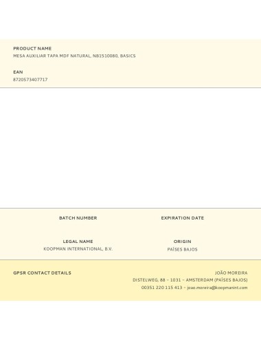 Mesa auxiliar tapa mdf natural, nb1510080, basics