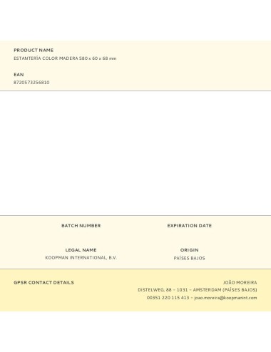 Estantería color madera 580 x 60 x 68 mm