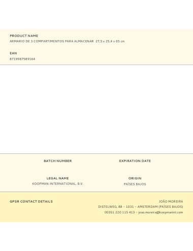 Armario de 3 compartimentos para almacenar 27,5 x 25,4 x 65 cm