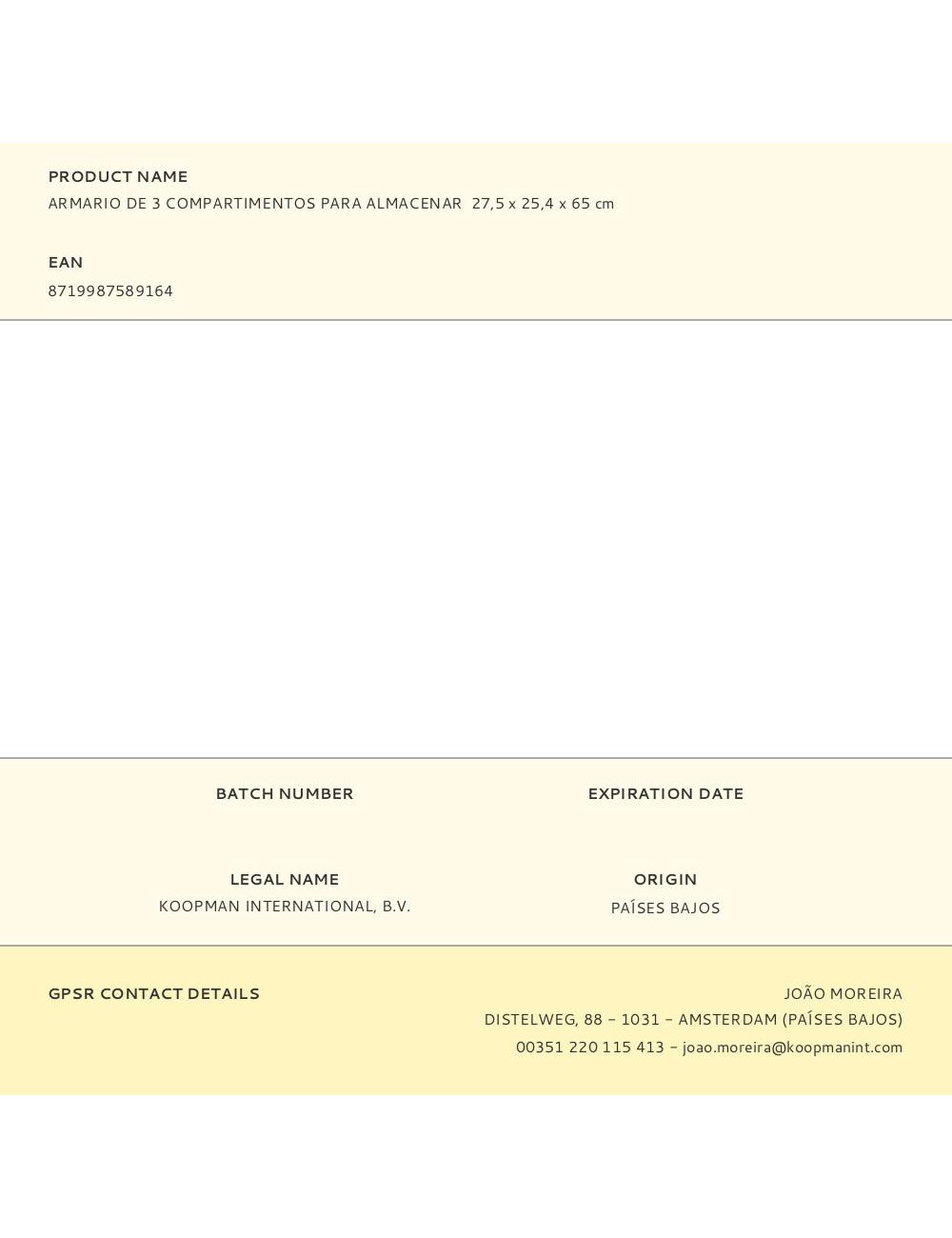 Armario de 3 compartimentos para almacenar 27,5 x 25,4 x 65 cm