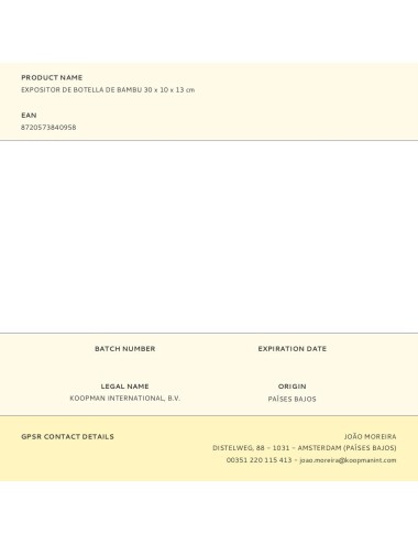 Expositor de botella de bambu 30 x 10 x 13 cm