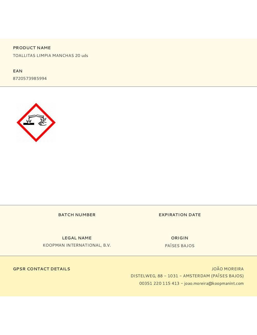 Toallitas limpia manchas 20 uds