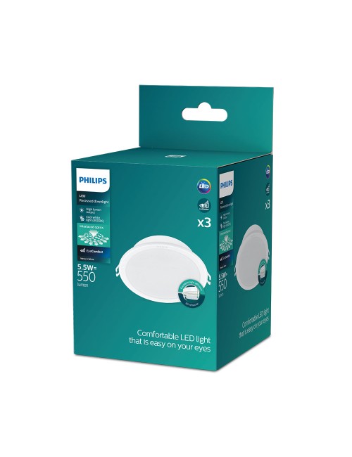 Downlight led empotrable modelo meson color blanco 5,5 w 550 im, pack 3 unidades