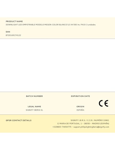 Downlight led empotrable modelo meson color blanco 5,5 w 550 im, pack 3 unidades