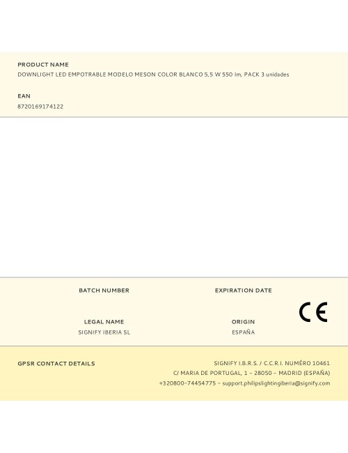 Downlight led empotrable modelo meson color blanco 5,5 w 550 im, pack 3 unidades