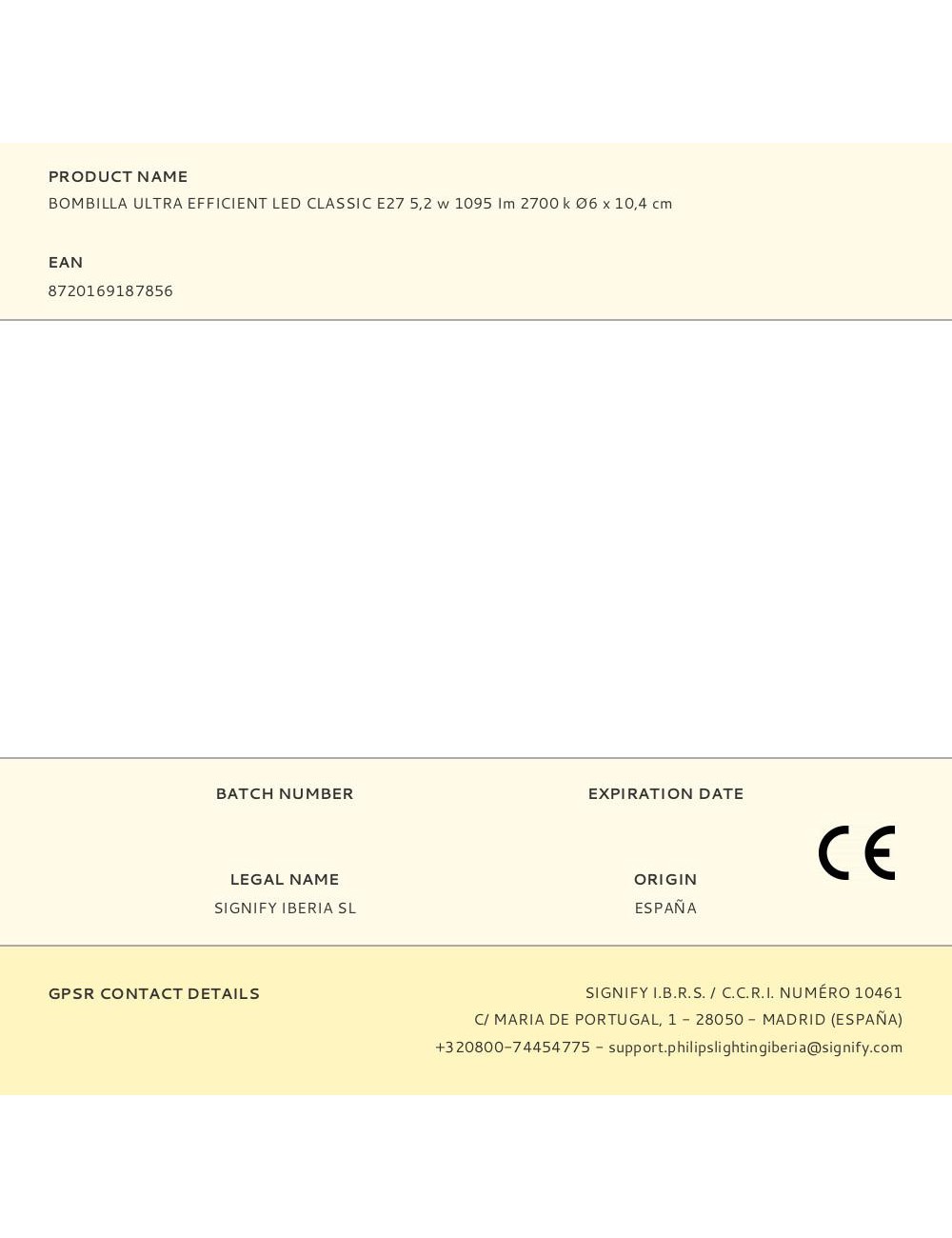 Bombilla ultra efficient led classic e27 5,2 w 1095 im 2700 k ø6 x 10,4 cm