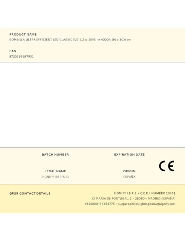 Bombilla ultra efficient led classic e27 5,2 w 1095 im 4000 k ø6 x 10,4 cm