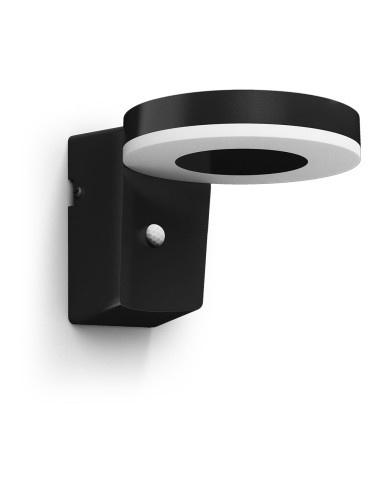 Aplique solar mural redondo ultraeficiente,ip44 1,3w, 250im 3000k, luz cálida. philips