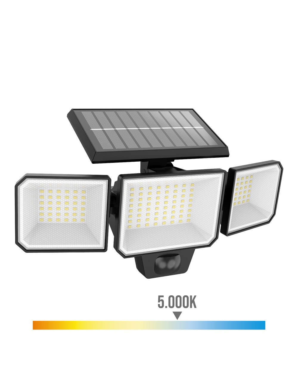 Aplique solar nysil con sensor, negro, 8,7 w, 5000 k, 1000 lm