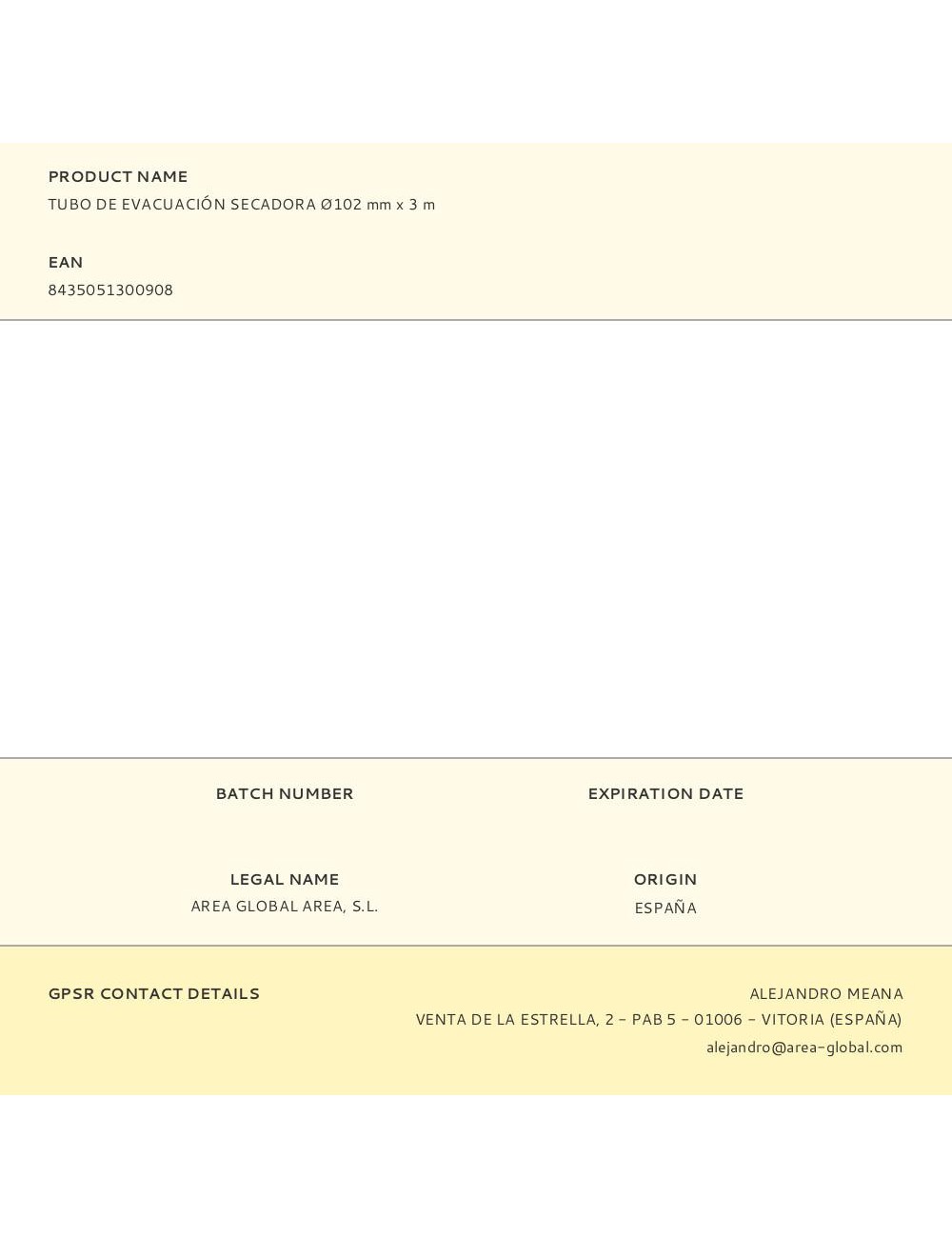 Tubo de evacuación secadora ø102 mm x 3 m