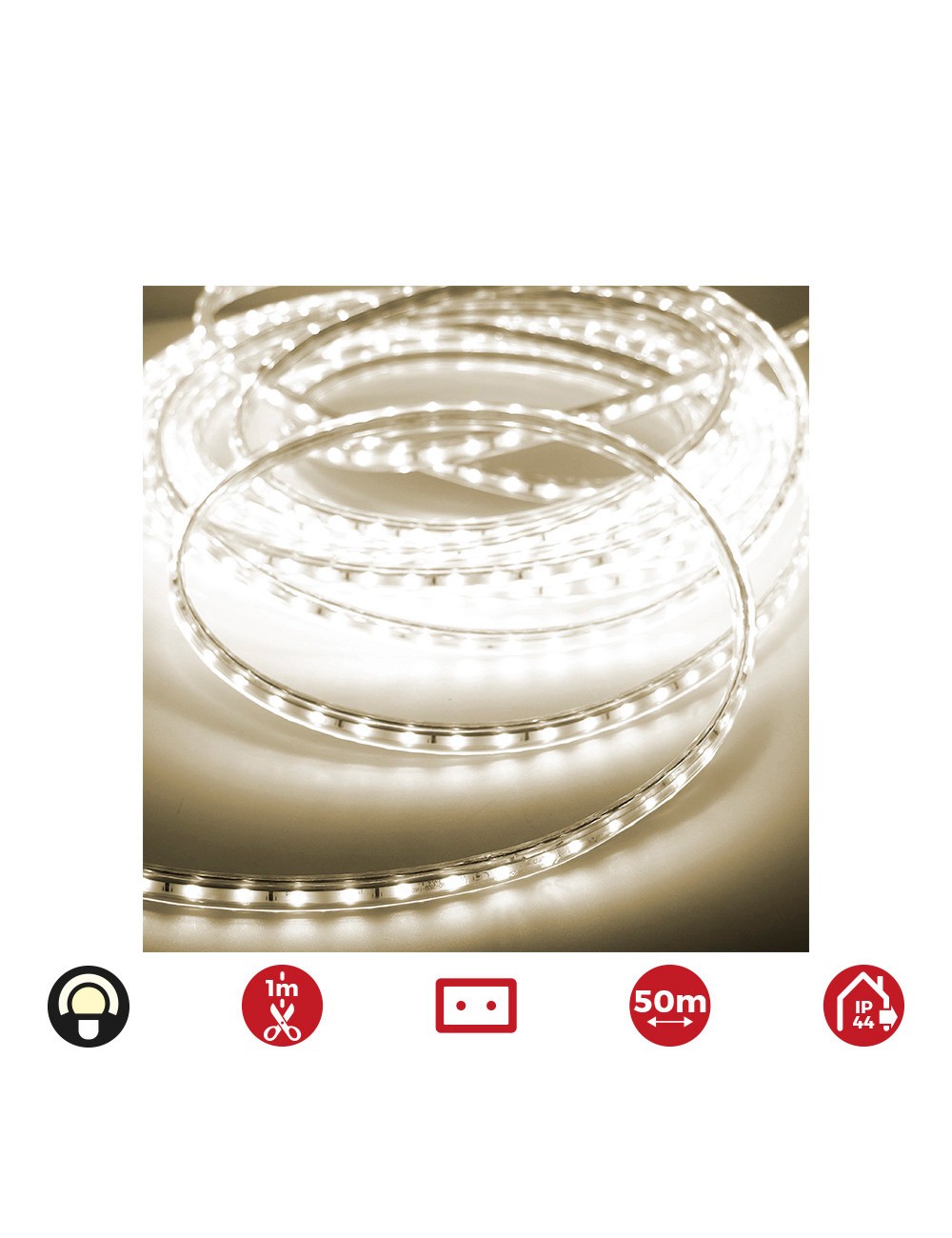 Tira de led 60 leds/m 4,2w/m 220-240v ip44 50 m blanco calido