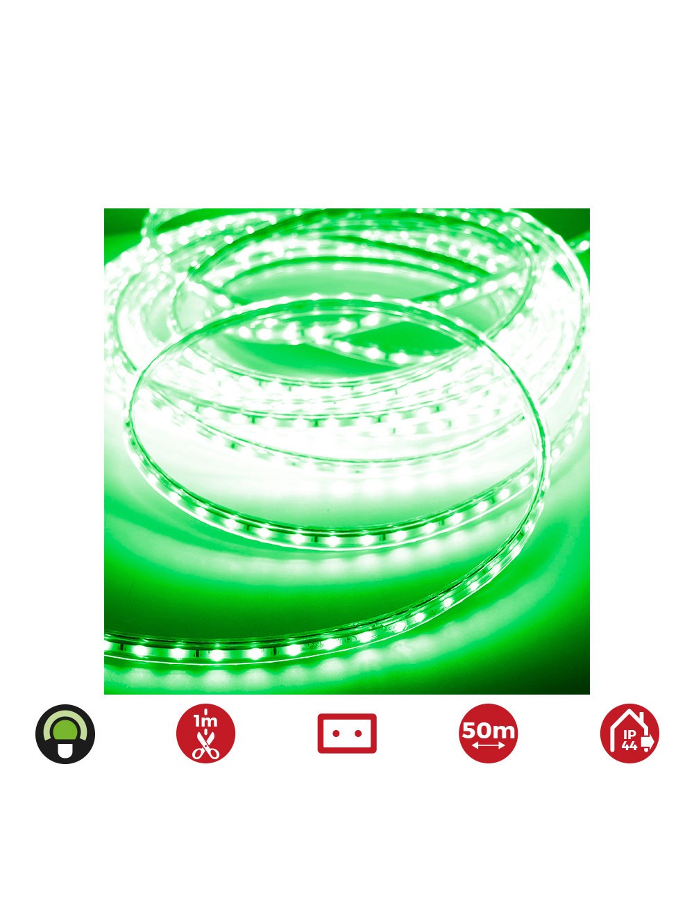 Tira de led 60 leds/m 4,2w/m 220-240v ip44 50 m verde