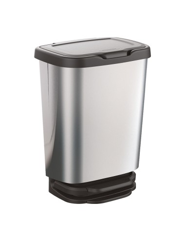 Cubo con pedal jive con cierre amortiguado plata/negro 33,2 x 25,2 x 45,8 cm 20 l