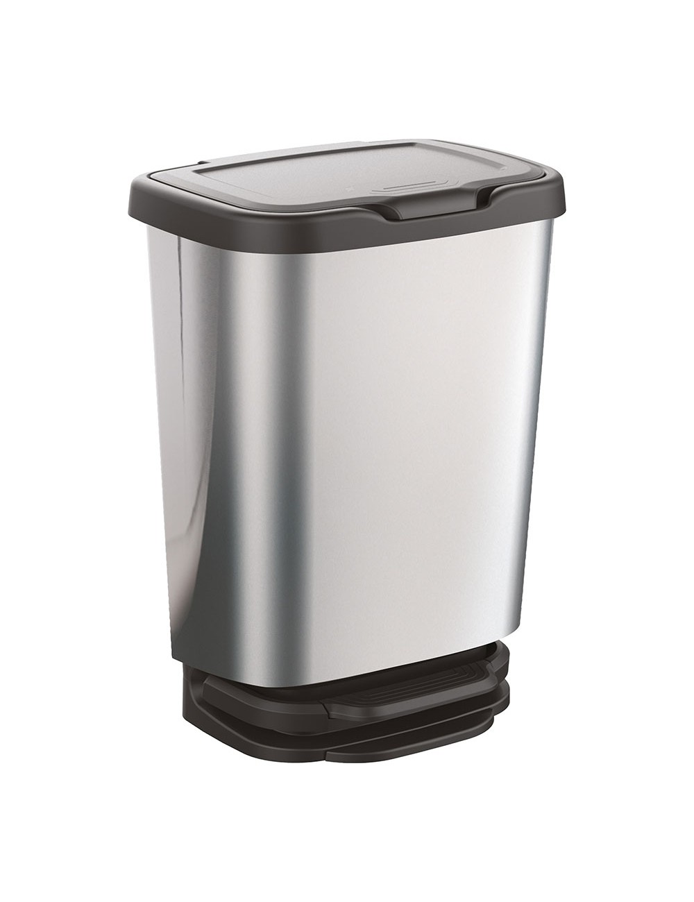 Cubo con pedal jive con cierre amortiguado plata/negro 33,2 x 25,2 x 45,8 cm 20 l